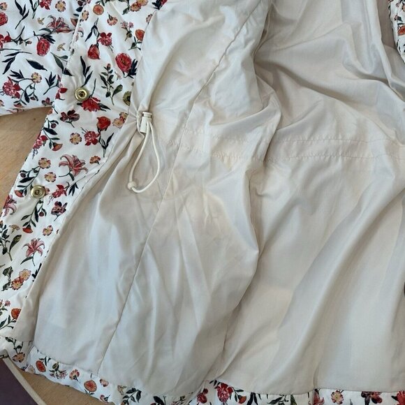 J Crew Puffer Jacket Womens XXS Cream Floral Cottagecore Grannycore Warm Boho - Picture 16 of 16